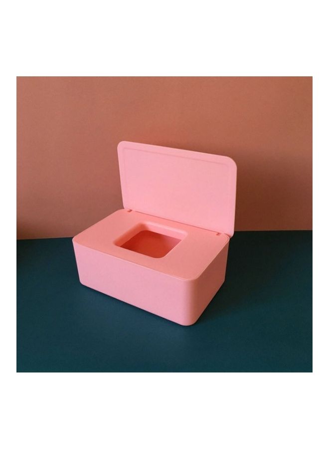 صندوق تخزين أقنعة للاستخدام مرة واحدة مع غطاء قلاب مقاوم للغبار صندوق مناديل مع غطاء قابل للحمل يمكن استخدامه في المنزل وفي الخارج وردي 18.8*7.3*12.5سم - Image 2