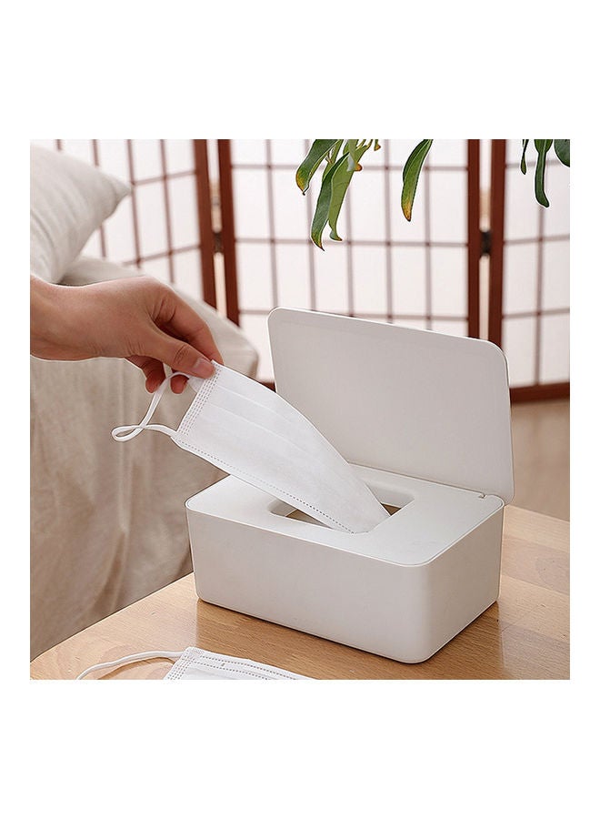 صندوق تخزين أقنعة للاستخدام مرة واحدة مع غطاء قلاب مقاوم للغبار صندوق مناديل مع غطاء قابل للحمل يمكن استخدامه في المنزل وفي الخارج وردي 18.8*7.3*12.5سم - Image 5