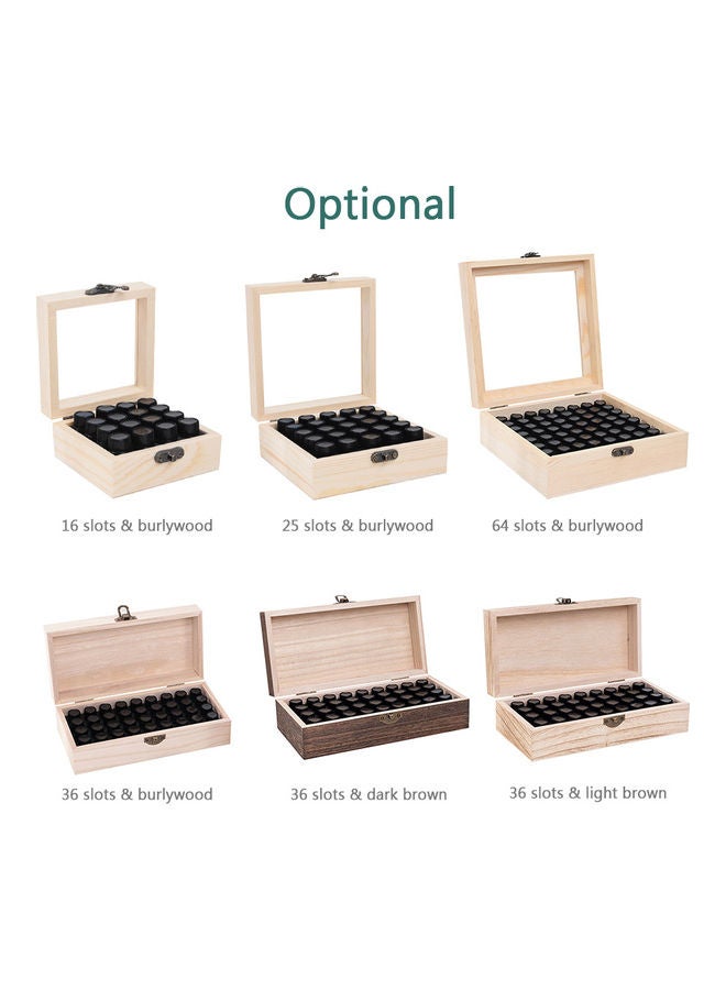 64 Slots Wooden Essential Oil Box Organizer Beige 18x7x18cm  - Image 2