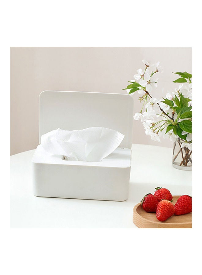 Disposable Mask Storage Box With Dust-Proof Flip Cover Box Wet Tissue Case With Lid Portable For Home And Outdoor White & Grey 18.8*7.3*12.5cm  - Image 5