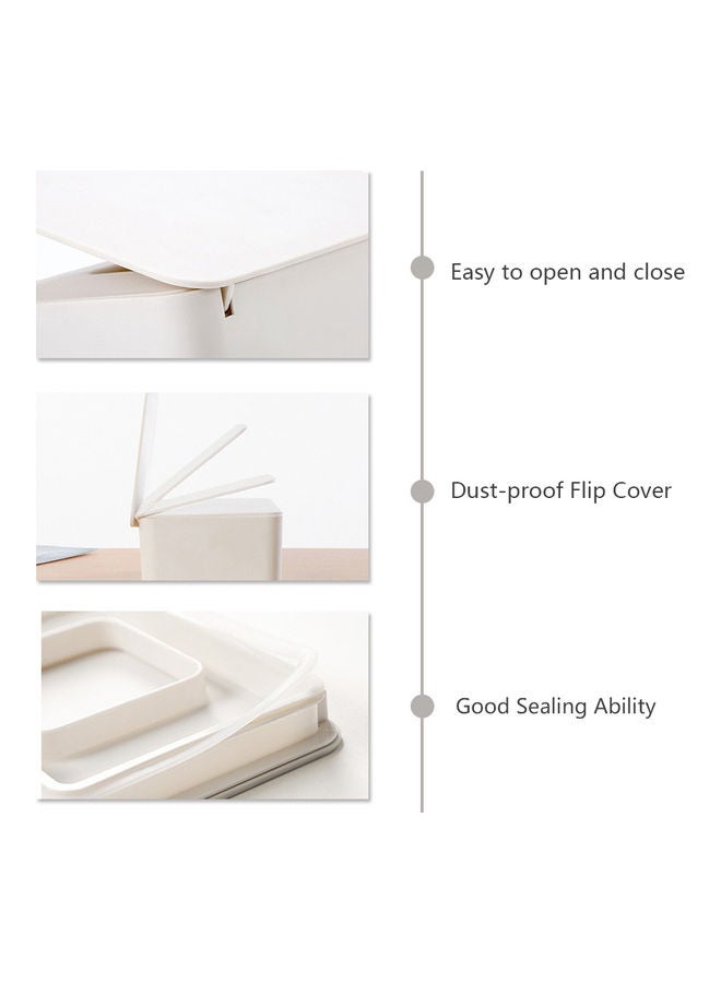 Disposable Mask Storage Box With Dust-Proof Flip Cover Box Wet Tissue Case With Lid Portable For Home And Outdoor White & Pink 18.8*7.3*12.5cm - Image 3