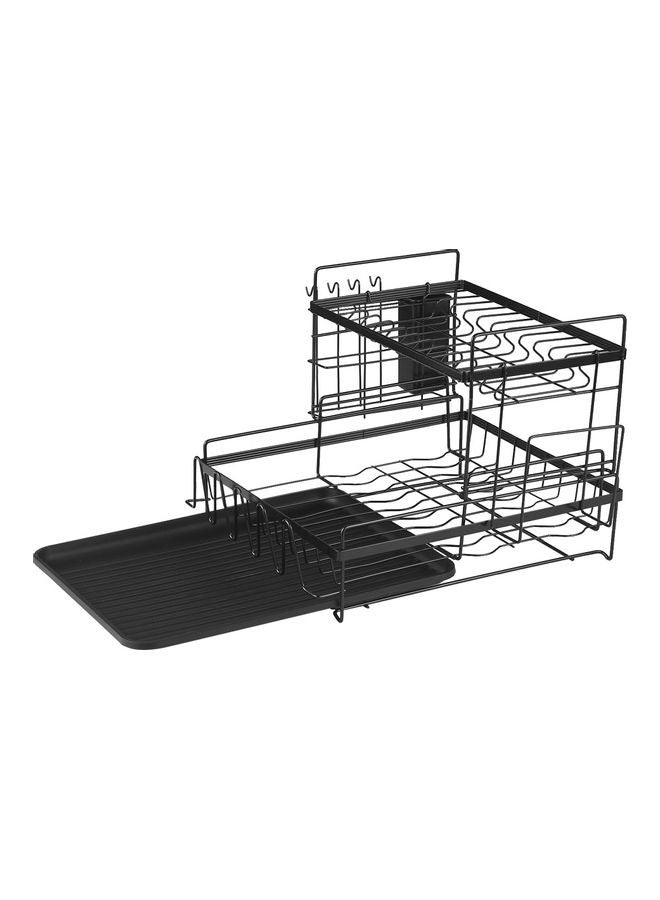 Multifunctional Carbon Steel Rack Storage For Kitchen Dishes In Larger Capacity Sink Drying Shelf Bowl Holder With Tool Holder Storage Box And Chopsticks Holder Black 38x19x32cm  - Image 3