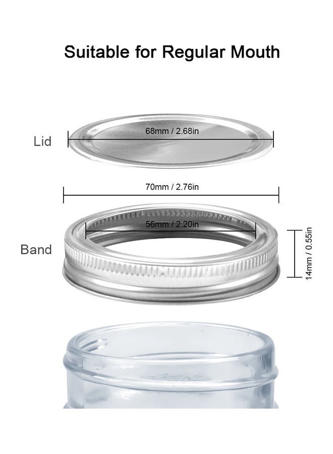 Generic - 12 Pack Regular Mouth Replacement For Mason Jar Lids And Bands Split-Type Canning Jars Lids And Rings Bottle Storage Tin Caps (70mm) Silver 16*8*8cm - Image 1