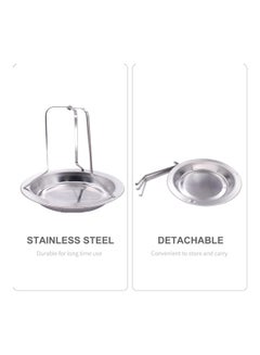 Generic Stainless Steel Vertical Rack Chicken Roaster With Stand Holder And Drip Pan For Oven Silver 19.5*2.5*19.5cm  - Image 4