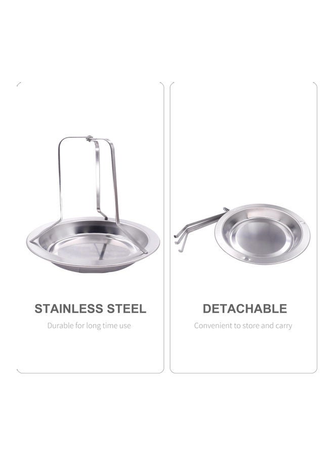 Generic Stainless Steel Vertical Rack Chicken Roaster With Stand Holder And Drip Pan For Oven Silver 19.5*2.5*19.5cm  - Image 4
