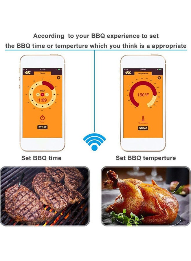 ميزان حرارة ذكي للشواء بالفرن، لاسلكي ويعمل بخاصية البلوتوث، قم بإضافته لملحقات المطبخ الرقمية متعدد الألوان 17.5*3*3.2سم - Image 5