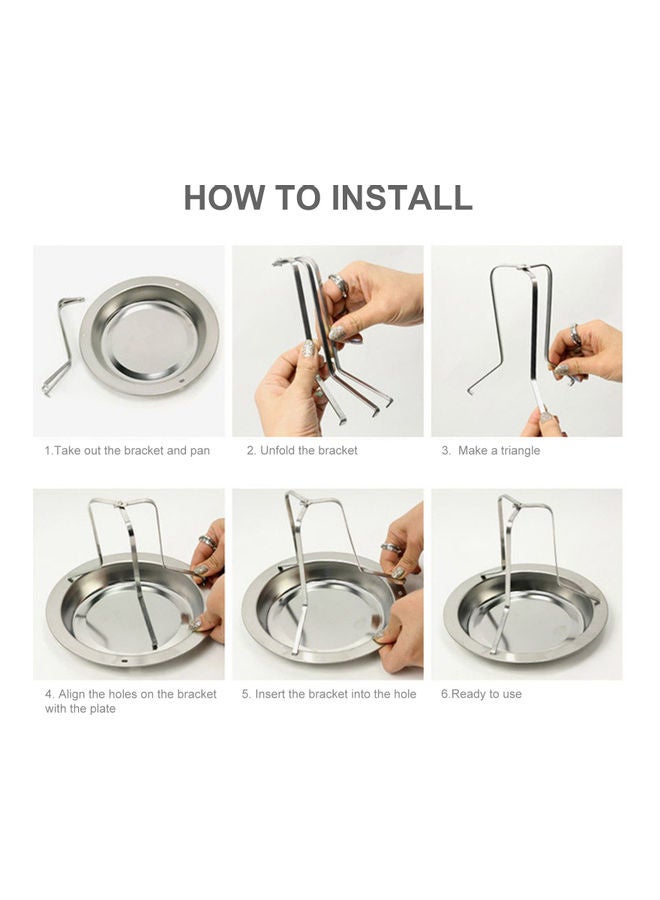 Generic Stainless Steel Vertical Rack Chicken Roaster With Stand Holder And Drip Pan For Oven Silver 19.5*2.5*19.5cm  - Image 2