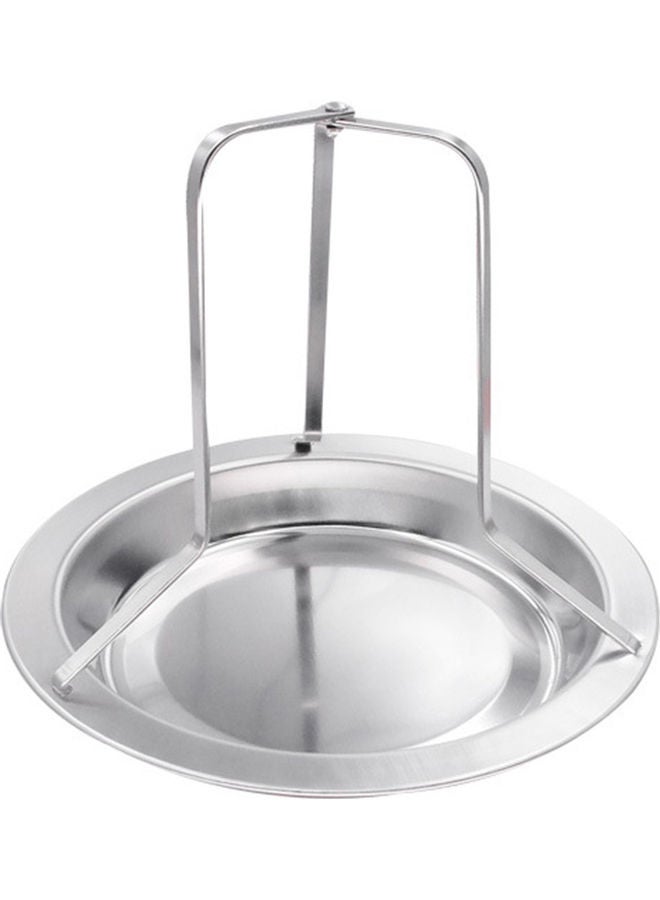 Generic Stainless Steel Vertical Rack Chicken Roaster With Stand Holder And Drip Pan For Oven Silver 19.5*2.5*19.5cm  - Image 3