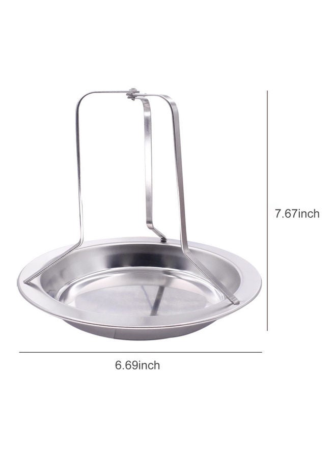 Generic - Stainless Steel Vertical Rack Chicken Roaster With Stand Holder And Drip Pan For Oven Silver 19.5*2.5*19.5cm - Image 1