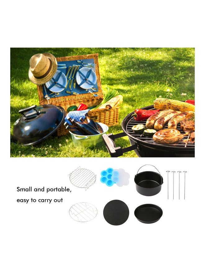 6-Piece BBQ Grill Fryer Tools Black Portable and easy to usecm - Image 2