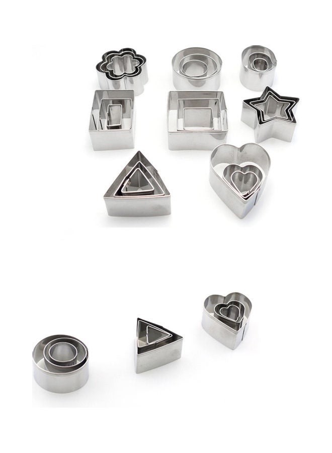 24Pcs Of Stainless Steel Cookie Cutters Set With Box, Polygon Shaped Biscuit Bread Fondant Cutters As A Cake Cutting Tool Silver 12*2.5*12cm - Image 3