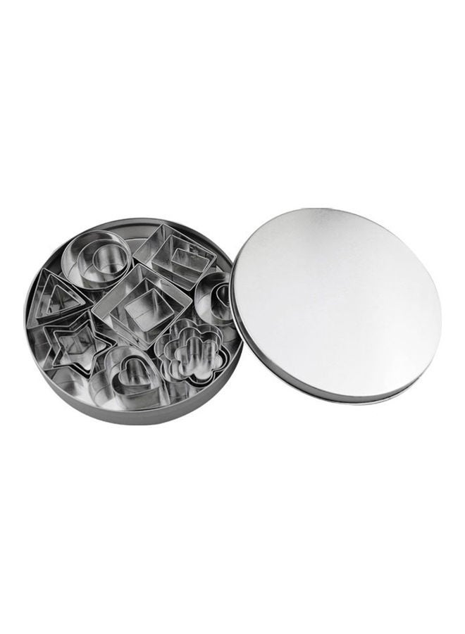 24Pcs Of Stainless Steel Cookie Cutters Set With Box, Polygon Shaped Biscuit Bread Fondant Cutters As A Cake Cutting Tool Silver 12*2.5*12cm - Image 4