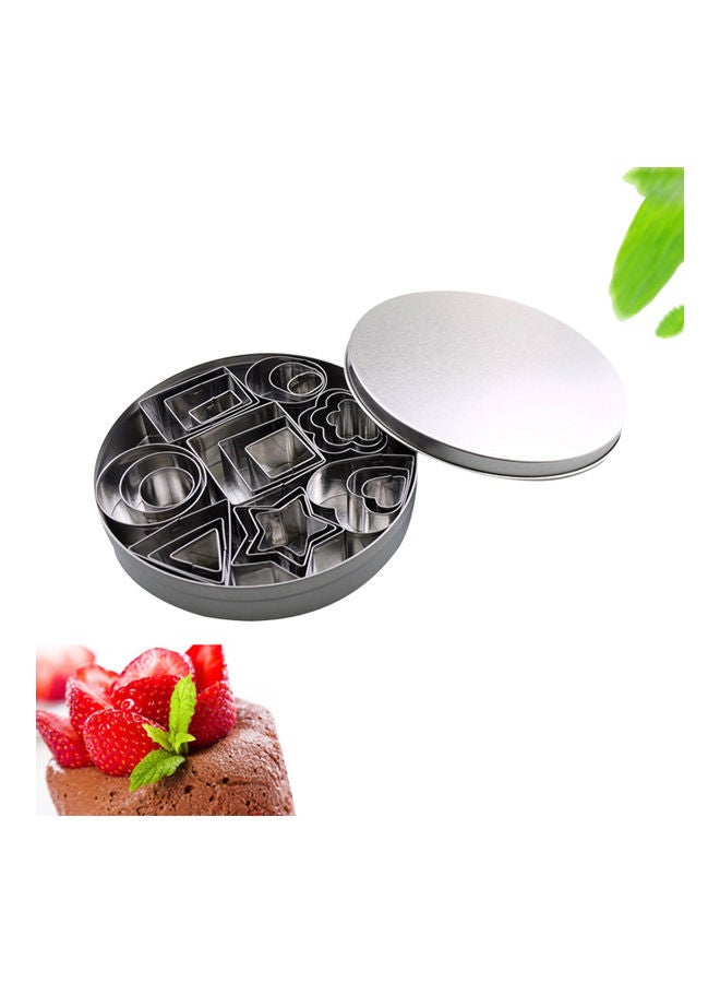 24Pcs Of Stainless Steel Cookie Cutters Set With Box, Polygon Shaped Biscuit Bread Fondant Cutters As A Cake Cutting Tool Silver 12*2.5*12cm - Image 5