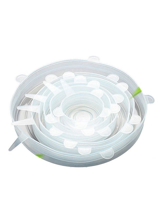 6 PCS Silicone Stretch Lids Wrap Transparent Airtight Seal Set Various Sizes Reusable Cover For Bowl Cups Cans Container Multicolour 22*2.5*22cm