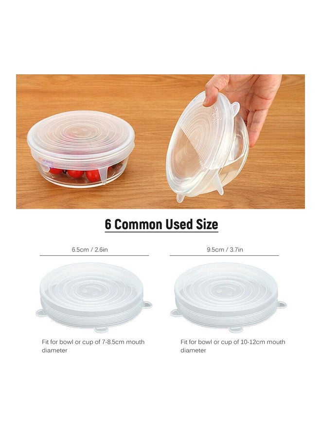 6 PCS Silicone Stretch Lids Wrap Transparent Airtight Seal Set Various Sizes Reusable Cover For Bowl Cups Cans Container Multicolour 22*2.5*22cm
