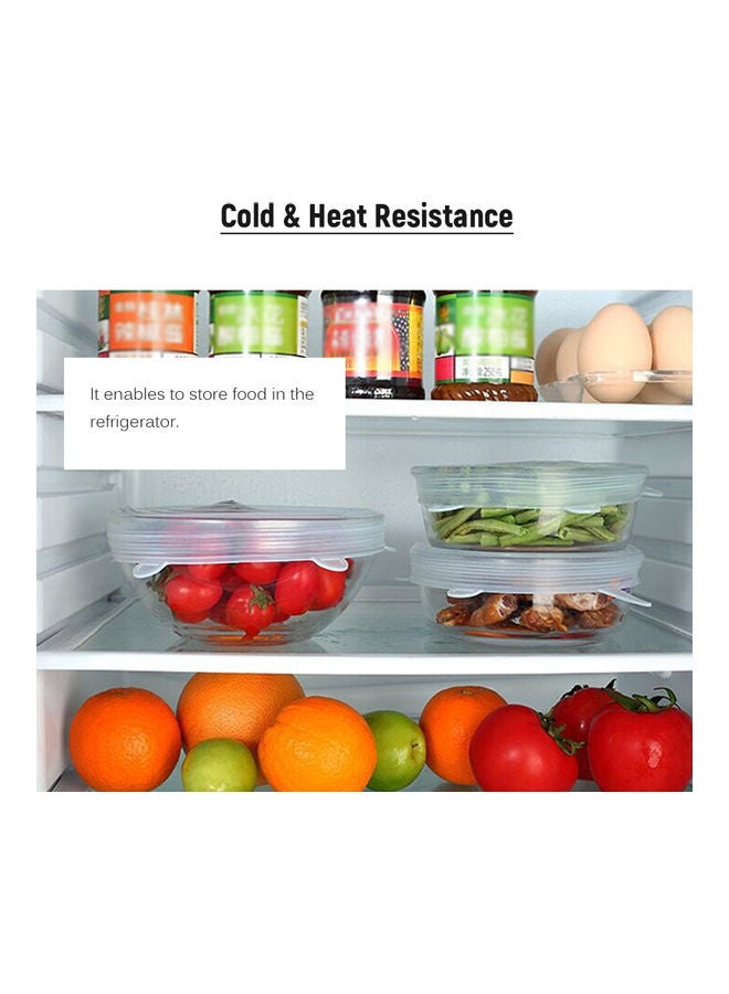 6 PCS Silicone Stretch Lids Wrap Transparent Airtight Seal Set Various Sizes Reusable Cover For Bowl Cups Cans Container Multicolour 22*2.5*22cm