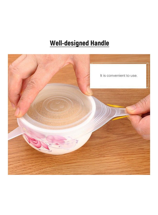 6 PCS Silicone Stretch Lids Wrap Transparent Airtight Seal Set Various Sizes Reusable Cover For Bowl Cups Cans Container Multicolour 22*2.5*22cm