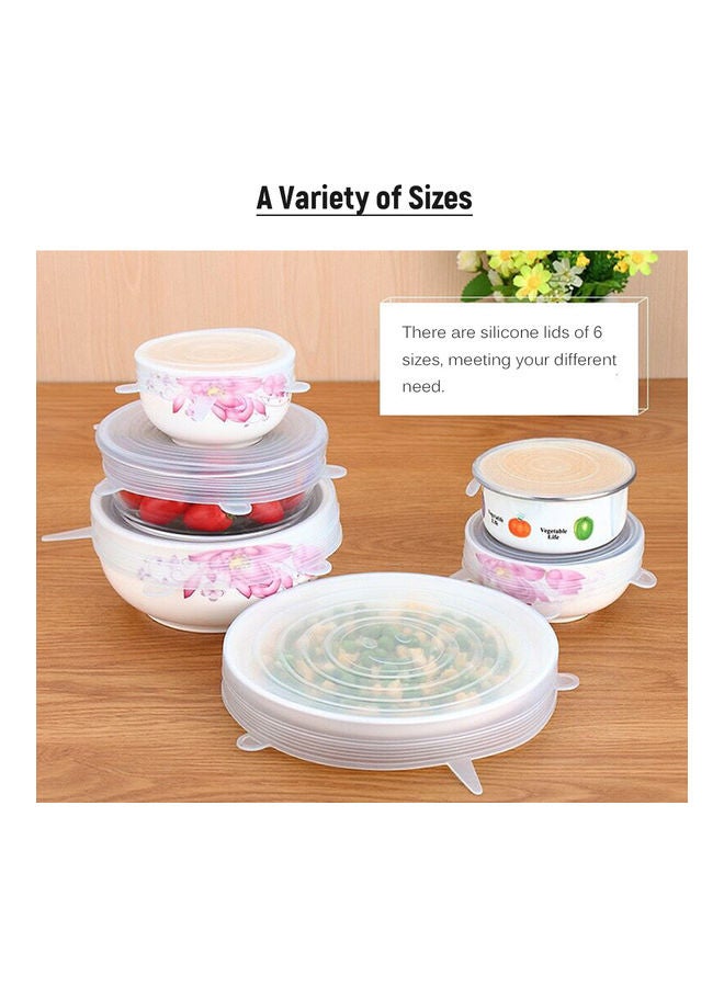 6 PCS Silicone Stretch Lids Wrap Transparent Airtight Seal Set Various Sizes Reusable Cover For Bowl Cups Cans Container Multicolour 22*2.5*22cm