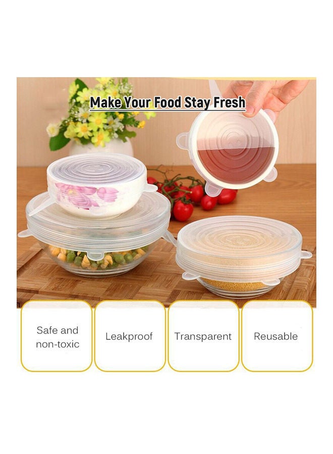 6 PCS Silicone Stretch Lids Wrap Transparent Airtight Seal Set Various Sizes Reusable Cover For Bowl Cups Cans Container Multicolour 22*2.5*22cm