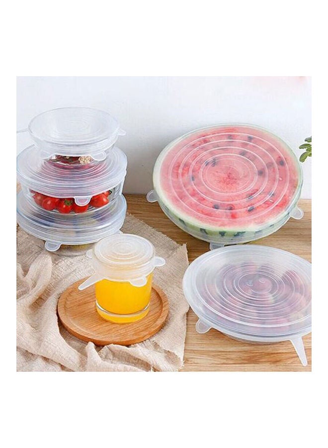 6 PCS Silicone Stretch Lids Wrap Transparent Airtight Seal Set Various Sizes Reusable Cover For Bowl Cups Cans Container Multicolour 22*2.5*22cm
