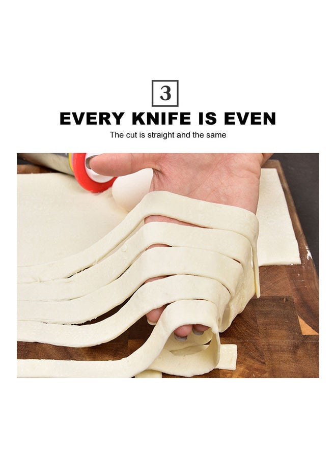 5 Wheel Stainless Steel Pizza Knife Wheel Cutter With Adjustable Dough Divider For Pastry Pizza Pasta Cakes Cookies Kitchen Baking Tool Silver 25*6*6.5cm  - Image 2
