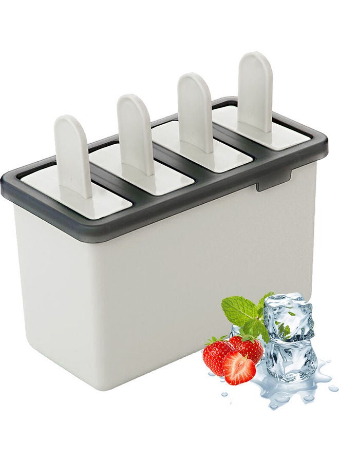 Generic - Ice Lolly Mold 4 Ice Mold Reusable Ice Pop Maker Holder Ice Cream DIY PP Mold With Base Tray Sticks Beige 13.6*7*11.8cm - Image 1