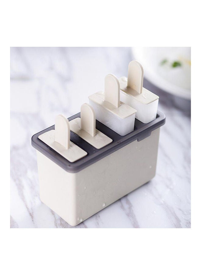 Generic - Ice Lolly Mold 4 Ice Mold Reusable Ice Pop Maker Holder Ice Cream DIY PP Mold With Base Tray Sticks Beige 13.6*7*11.8cm - Image 1