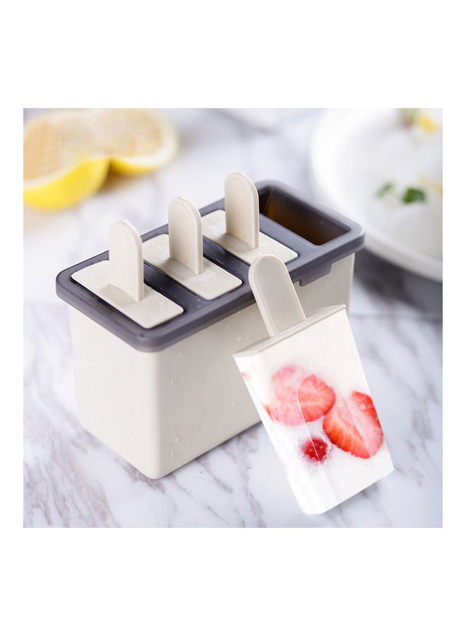 Generic - Ice Lolly Mold 4 Ice Mold Reusable Ice Pop Maker Holder Ice Cream DIY PP Mold With Base Tray Sticks Beige 13.6*7*11.8cm - Image 1