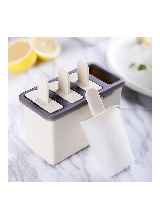 Generic - Ice Lolly Mold 4 Ice Mold Reusable Ice Pop Maker Holder Ice Cream DIY PP Mold With Base Tray Sticks Beige 13.6*7*11.8cm - Image 1