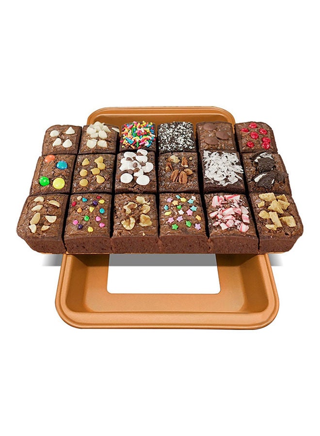 Brownie Pan With Dividers Non-stick Divided Brownie Pan With Removable Loose Bottom Baking Mold Pastry Baking Tool Copper 32*5.3*20.7cm