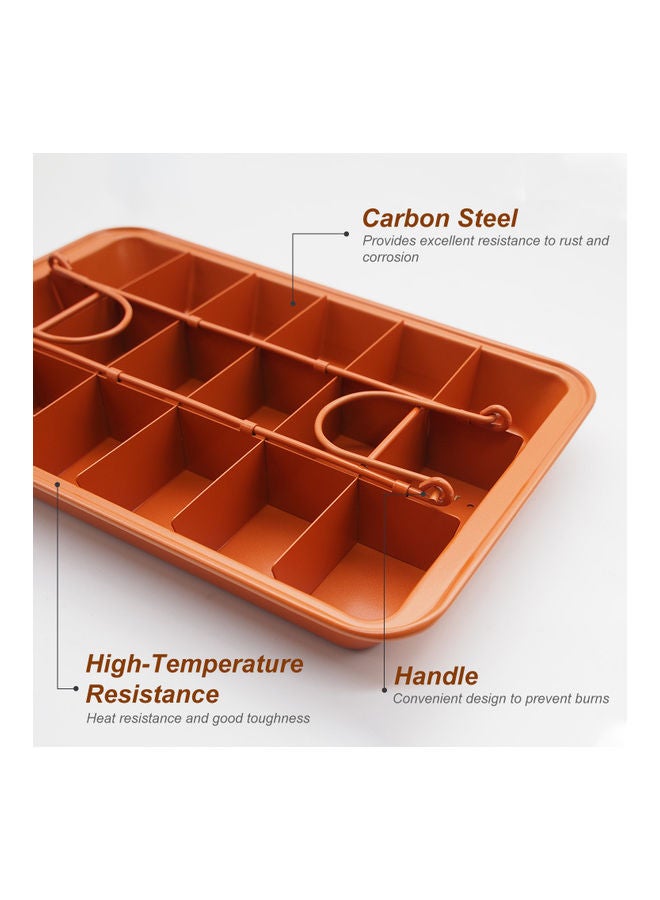 Brownie Pan With Dividers Non-stick Divided Brownie Pan With Removable Loose Bottom Baking Mold Pastry Baking Tool Copper 32*5.3*20.7cm