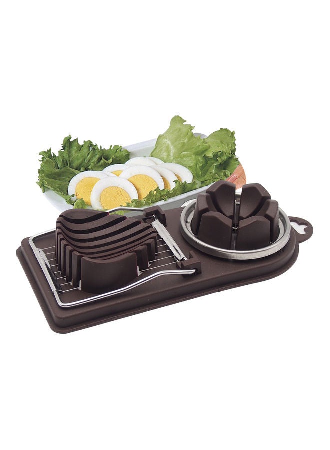 2 in1 Multifunctional Stainless Steel Egg Slicer With Cutter Mold Flower Edges Coffee - Image 1