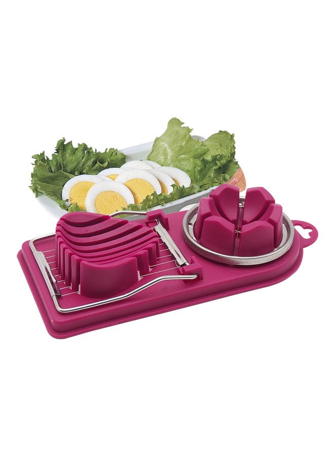 Generic 2 in1 Multifunctional Stainless Steel Egg Slicer With Cutter Mold Flower Edges Purple 20.5*4*9.5cm  - Image 1