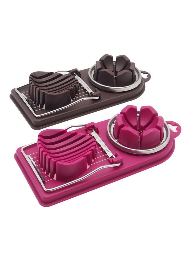 Generic 2 in1 Multifunctional Stainless Steel Egg Slicer With Cutter Mold Flower Edges Purple 20.5*4*9.5cm  - Image 2