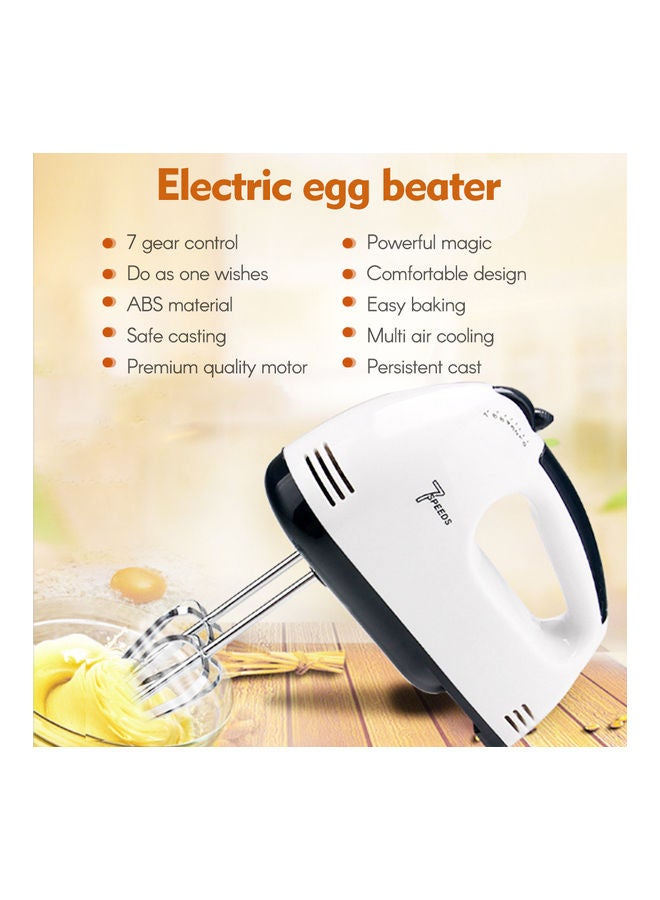 Generic - 7 Gear Electric Egg Beater Automatic Hand Mixer Blender Plastics Rotating Push Whisk Cream Mixer Stirrer (220V) 0 L MH1067 White - Image 1