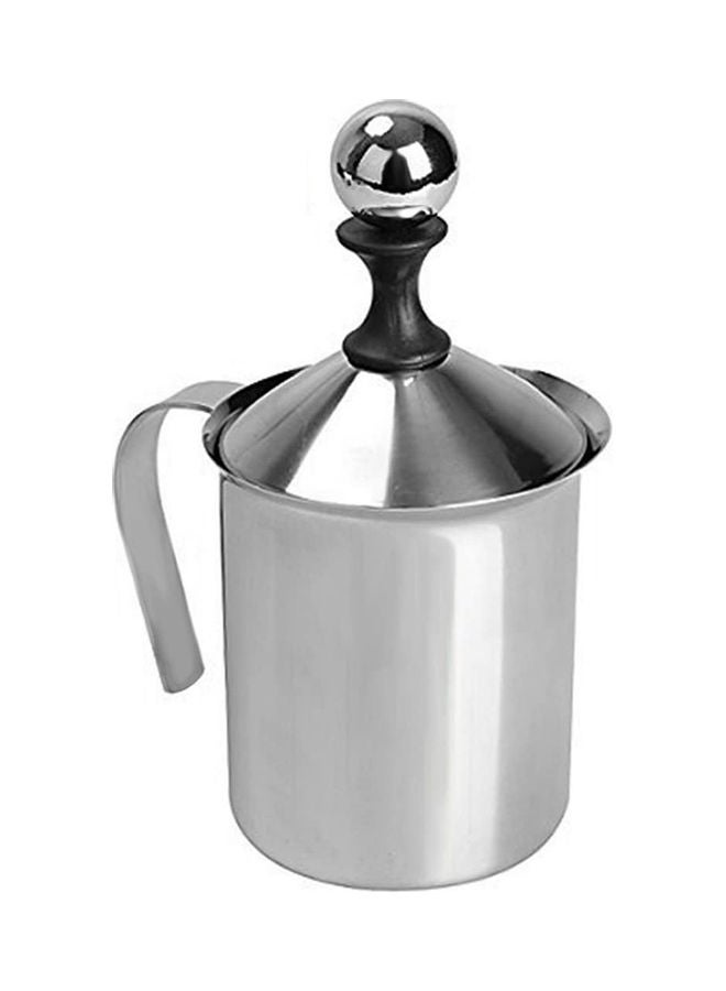 Generic - Frother Handheld Double Mesh Milk Foam Maker Cappuccino Coffee Foam Pitcher Milk Frother With Handle Lid Stainless Steel 400mL/14.1oz Capacity Silver 18*9.5*13cm - Image 1
