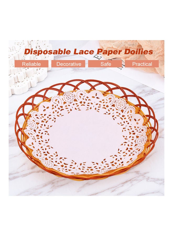 طقم أدوات مائدة ورقية دائرية للزينة من الدانتيل للاستخدام مرة واحدة مقاس 8.5 بوصة مكون من 150 قطعة أبيض 21.5*2*21.5سم - Image 2