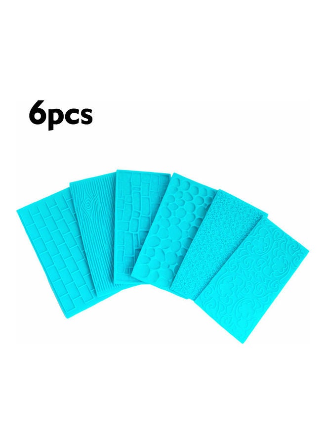 6pcs Silicone Mat Fondant Impression Sugar craft Wedding Cake Decor Tools, Sugar Paste Baking Mold Light blue 15*3*7cm  - Image 1