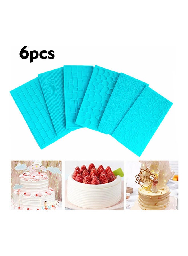 6pcs Silicone Mat Fondant Impression Sugar craft Wedding Cake Decor Tools, Sugar Paste Baking Mold Light blue 15*3*7cm  - Image 3