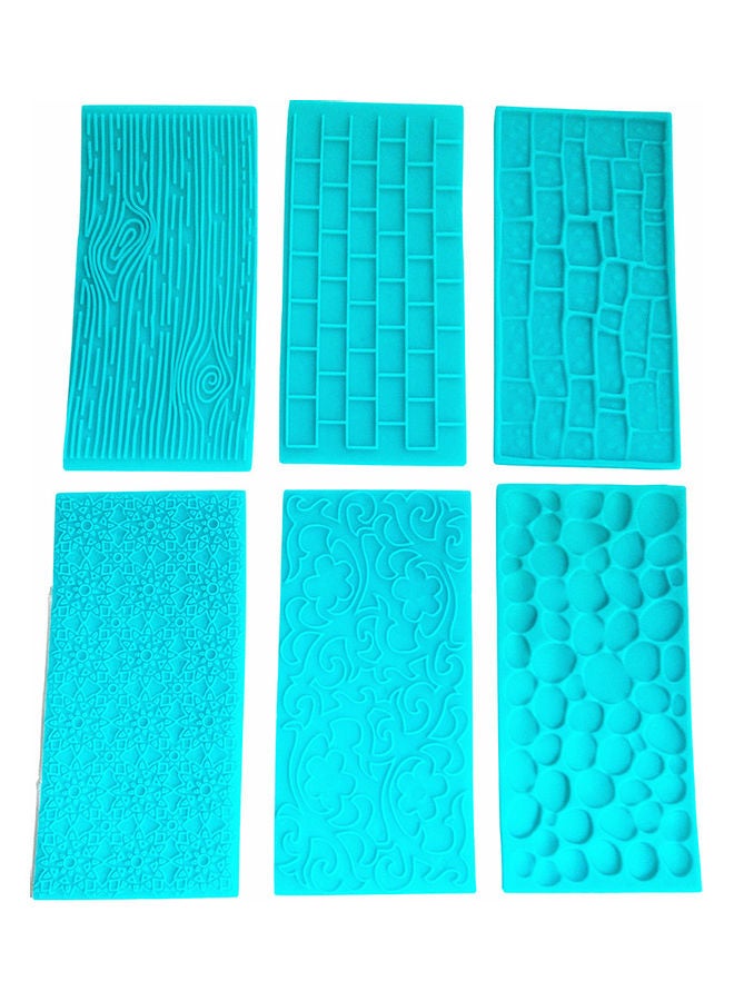 6pcs Silicone Mat Fondant Impression Sugar craft Wedding Cake Decor Tools, Sugar Paste Baking Mold Light blue 15*3*7cm  - Image 4