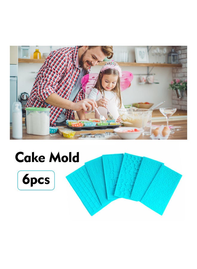 6pcs Silicone Mat Fondant Impression Sugar craft Wedding Cake Decor Tools, Sugar Paste Baking Mold Light blue 15*3*7cm  - Image 5