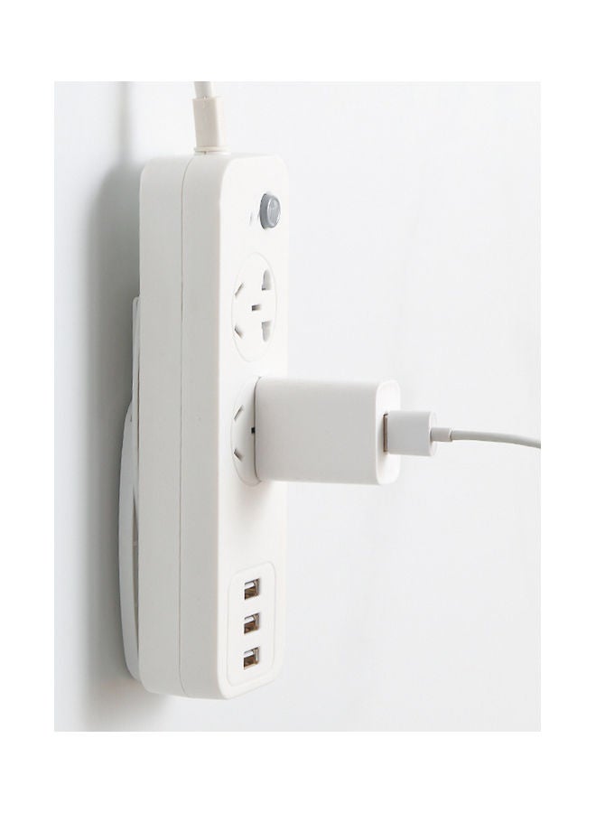 Generic - Punch free Plug Sticker Surge Protector Wall Mount White 10.3x0.7x4cm - Image 1