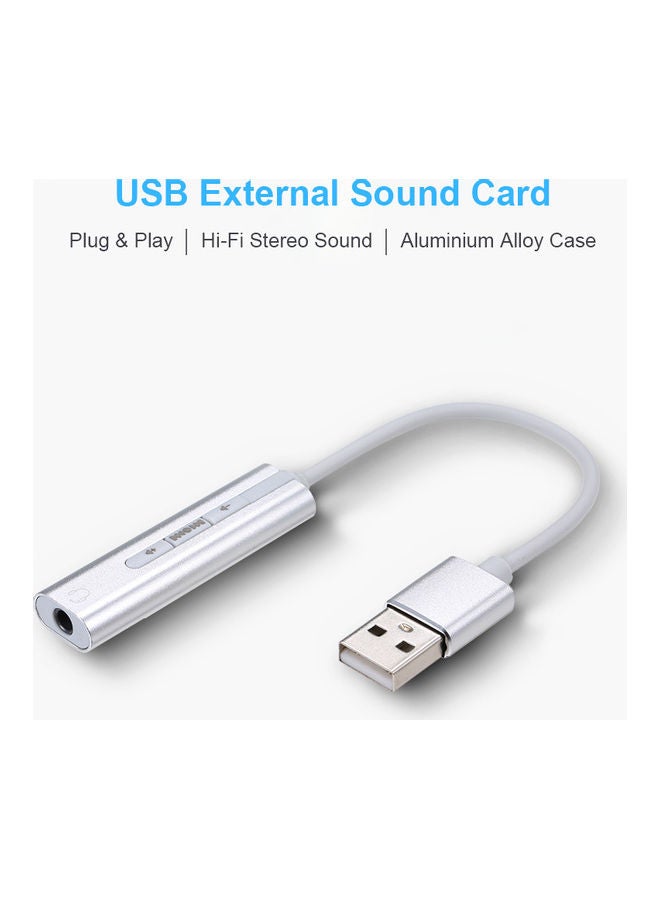 Generic USB External Sound Card Silver  - Image 2