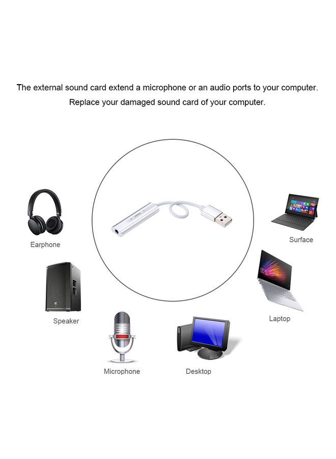 Generic USB External Sound Card Silver  - Image 3