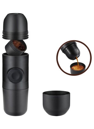 70mL Manual Coffee Machine Mini Portable Ground Coffee Espresso Machine Hand Operated Coffee Maker For Camping Hiking 0.07 L MH1092 Black - v1608156704/N43104680A_1