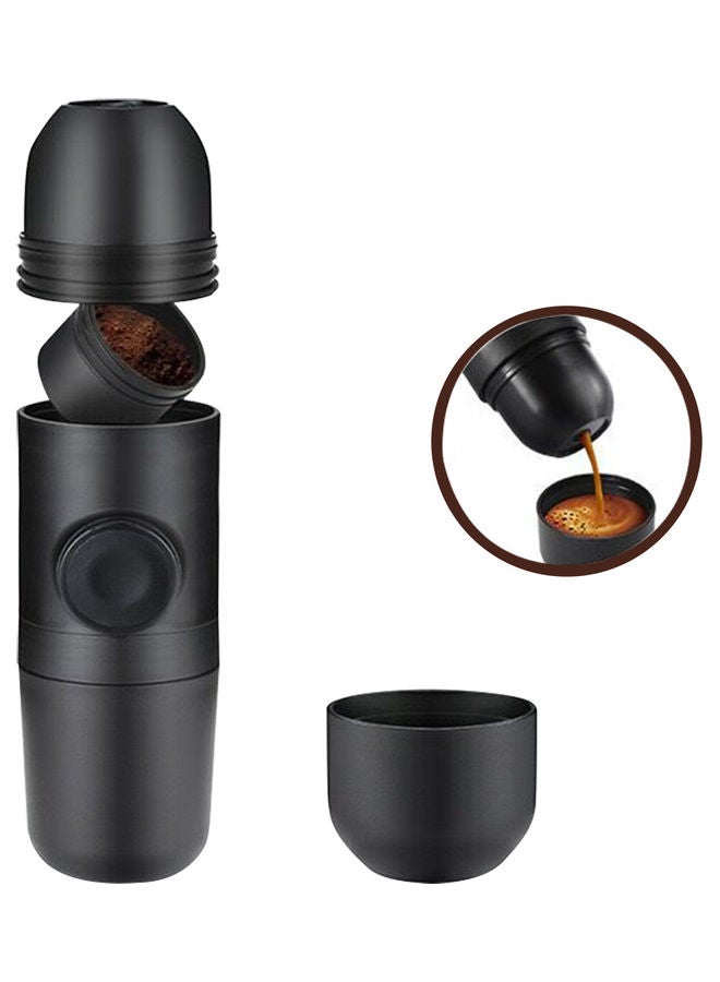 Generic - 70mL Manual Coffee Machine Mini Portable Ground Coffee Espresso Machine Hand Operated Coffee Maker For Camping Hiking 0.07 L MH1092 Black - Image 1