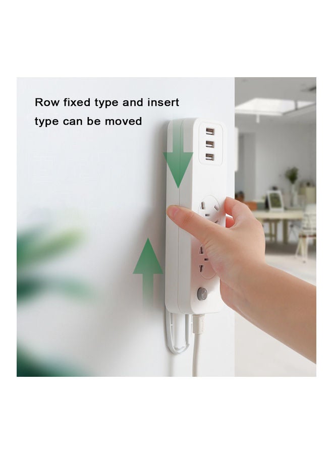 Generic - Punch free Plug Sticker Surge Protector Wall Mount White 10.3x0.7x4cm - Image 1