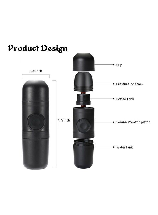 Generic - 70mL Manual Coffee Machine Mini Portable Ground Coffee Espresso Machine Hand Operated Coffee Maker For Camping Hiking 0.07 L MH1092 Black - Image 1