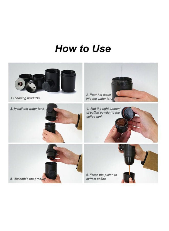 Generic - 70mL Manual Coffee Machine Mini Portable Ground Coffee Espresso Machine Hand Operated Coffee Maker For Camping Hiking 0.07 L MH1092 Black - Image 1