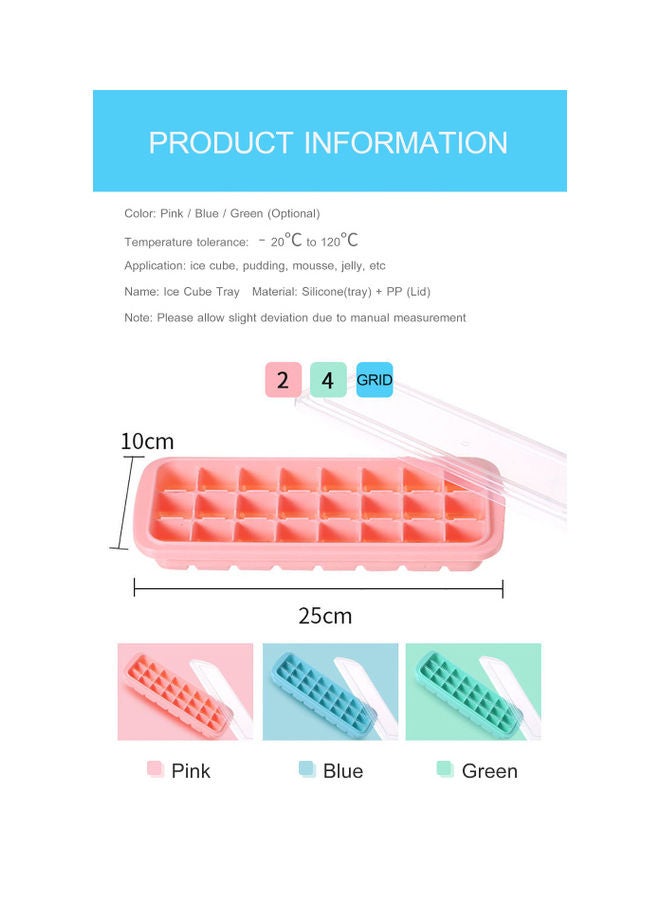 Generic - Silicone Ice Cube Tray Ice Cube Mold Container Frozen Cubes With 24 Compartments Are Enclosed By Lid For Households Party Blue 25*3*10cm - Image 1